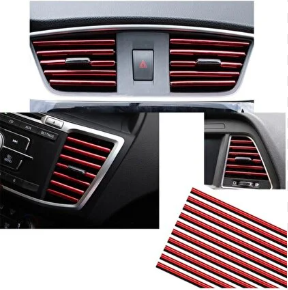 Klima Izgara Dekoratif Şerit Krom Kırmızı